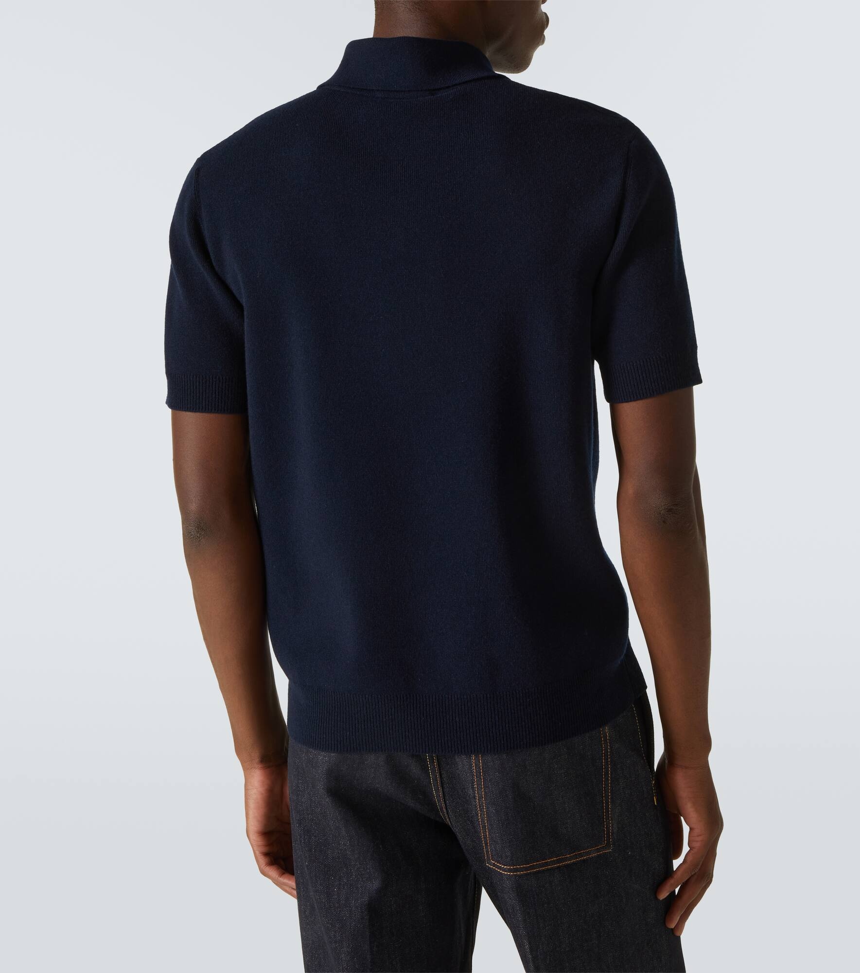 Logo wool and cashmere polo shirt - 4