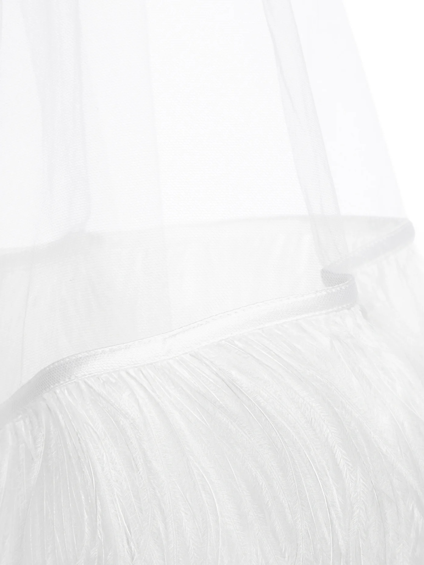 Ostrich feather-trimmed short tulle veil - 7