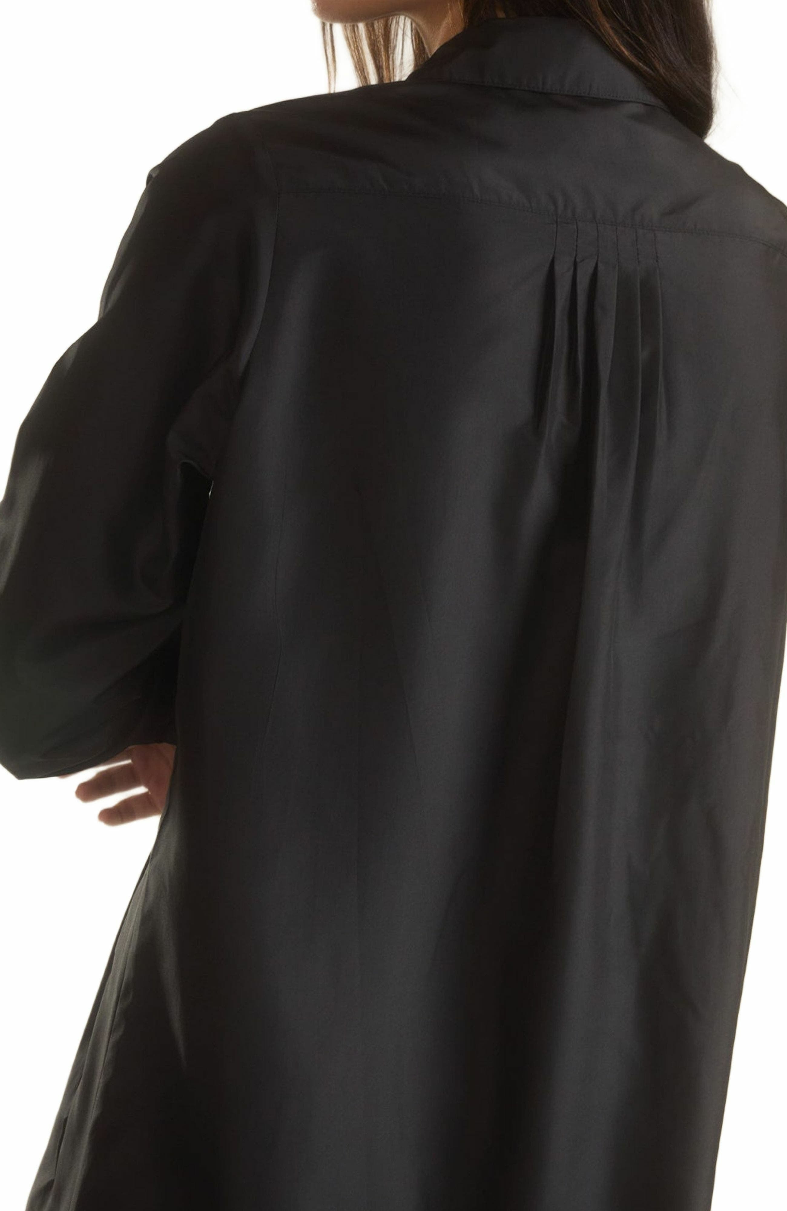 Cynthia Rowley Undercover Silk Taffeta Shirt Dress in Black at Nordstrom - 8