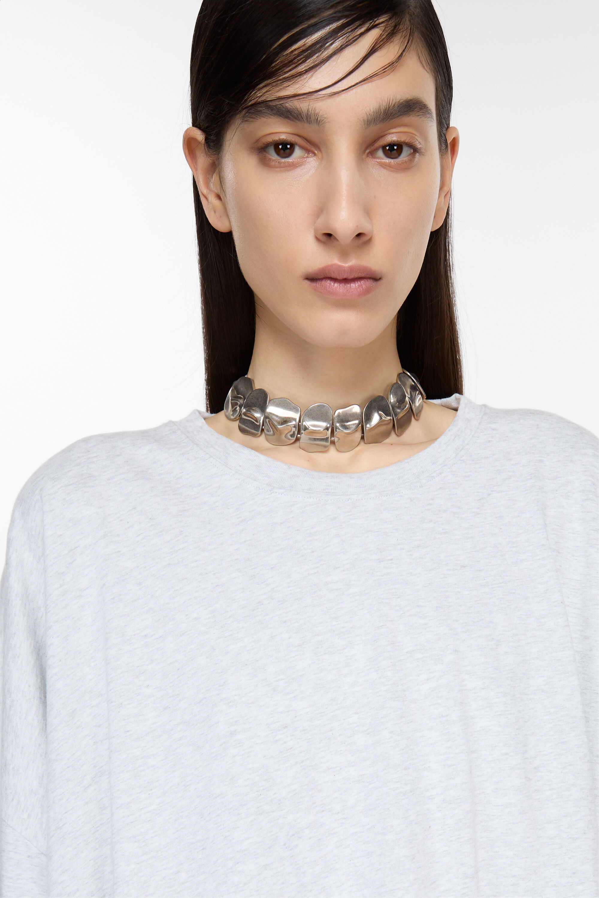 Brass croco scale necklace - Silver - 2