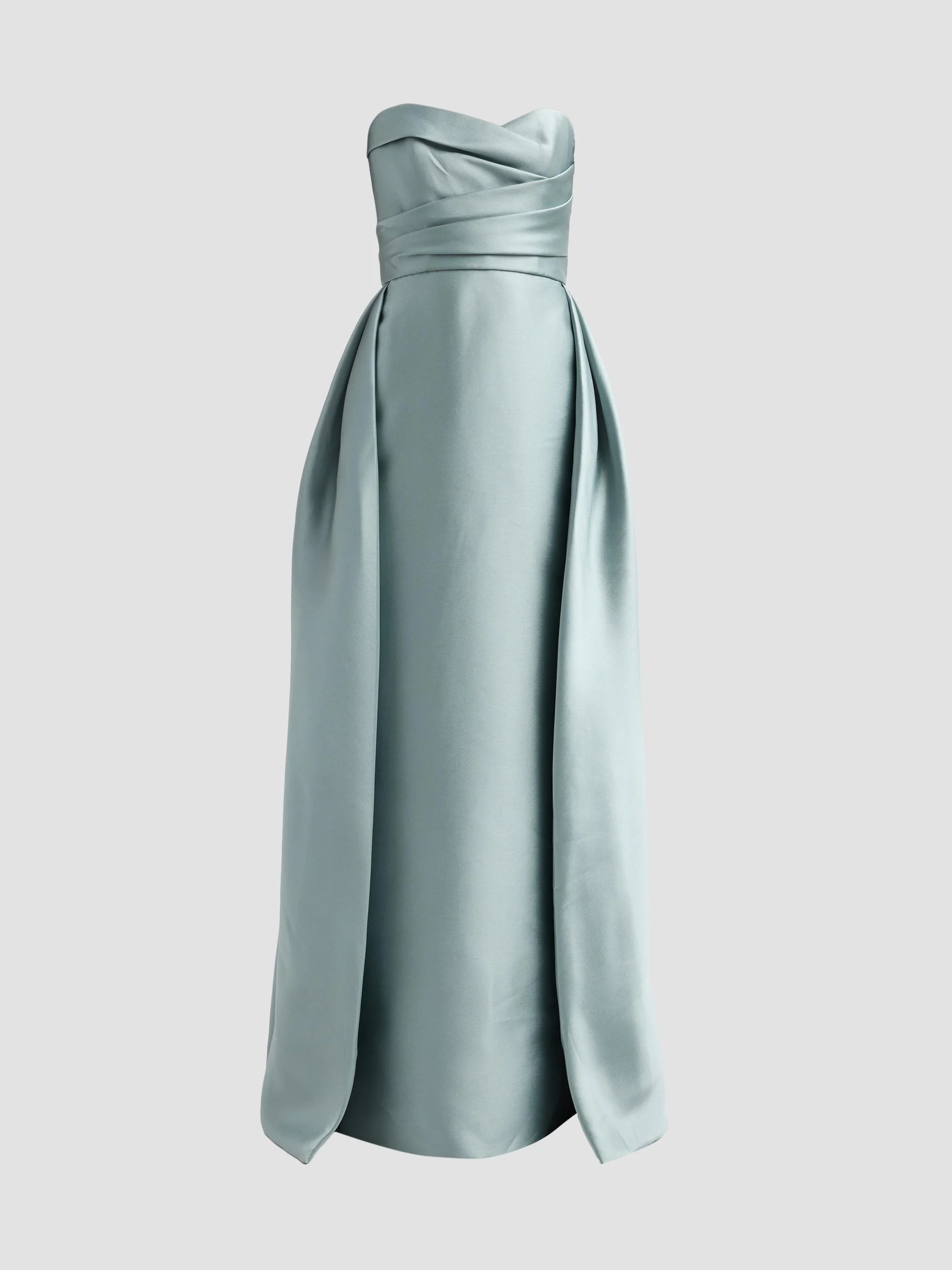 Women's Mikado Draped Column Gown - Jade - 1