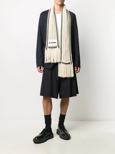 Jil Sander logo patch knitted scarf outlook