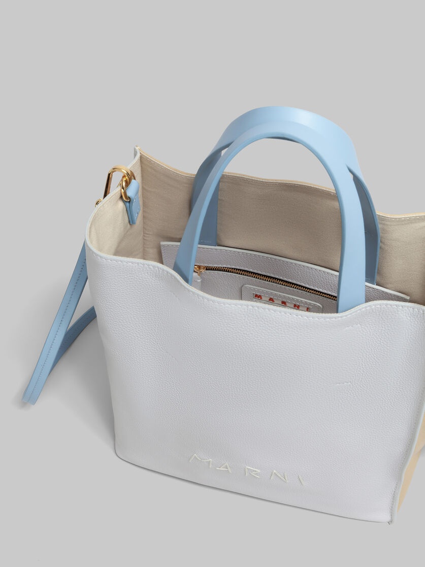 MUSEO SOFT MINI BAG IN GREY BEIGE AND BLUE LEATHER WITH MARNI MENDING - 3