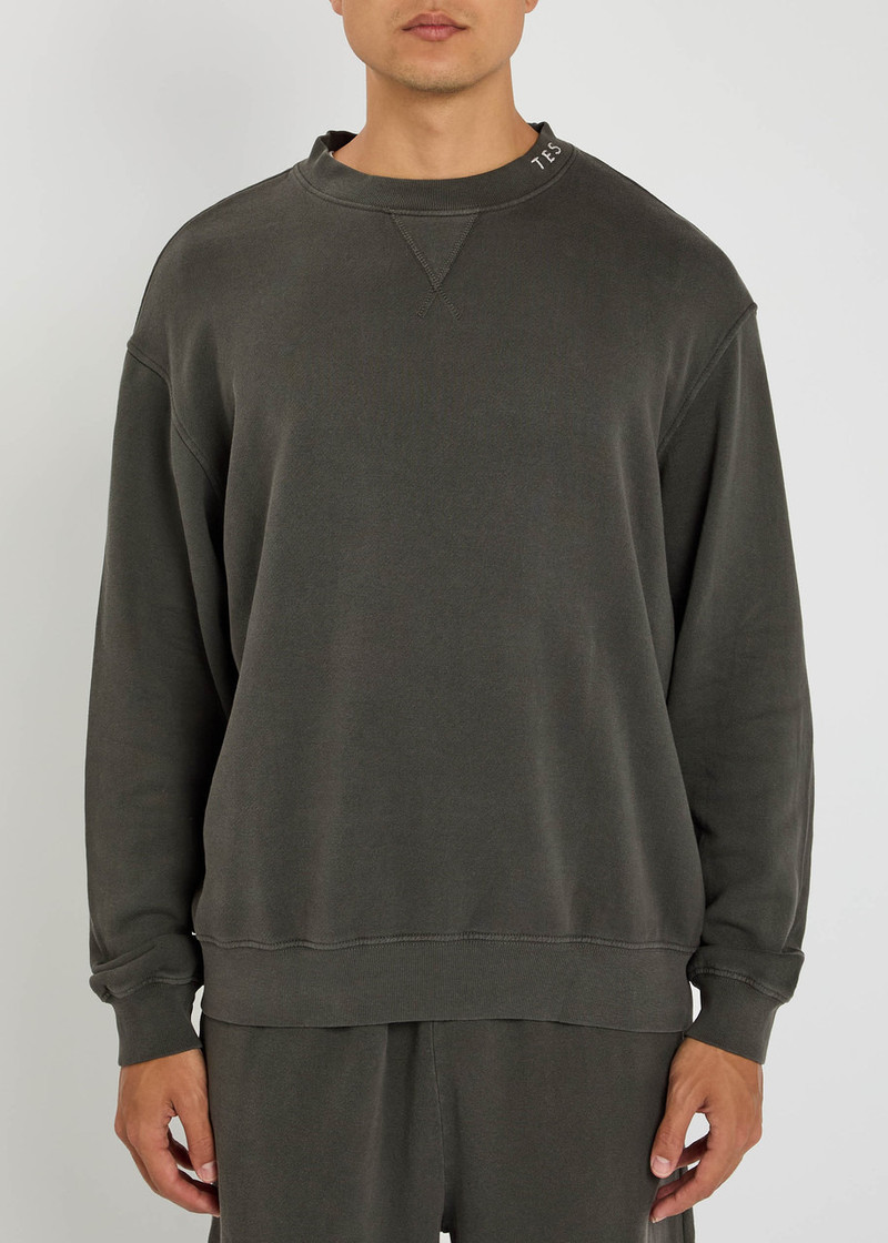 The Elder Statesman The Elder Statesman Daily Logo-embroidered Cotton and Cashmere-blend Sweatshirt outlook