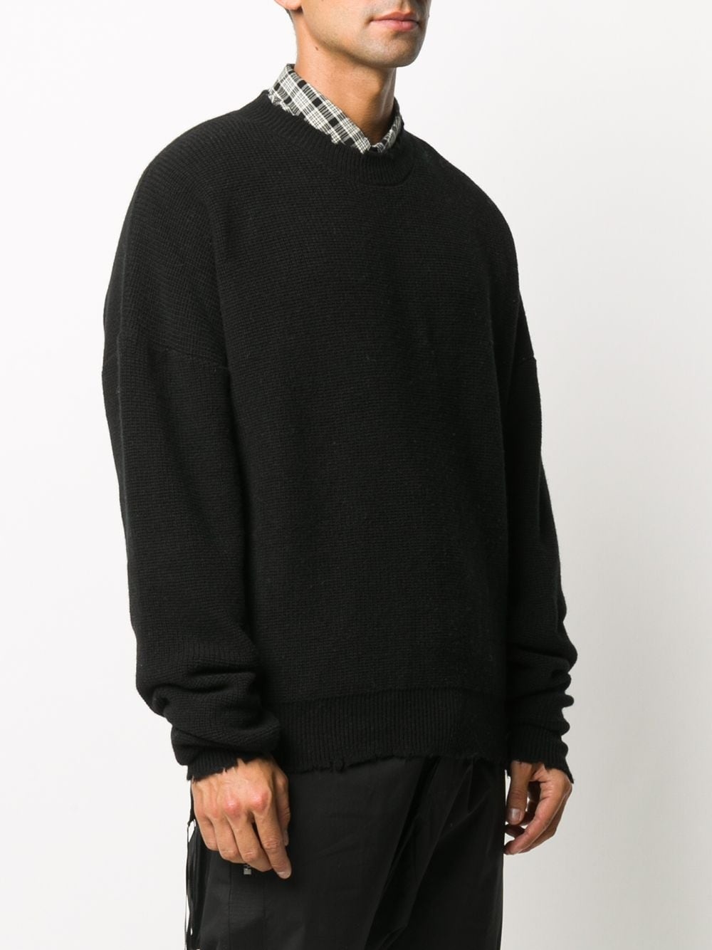 distressed-edge ribbed jumper - 3