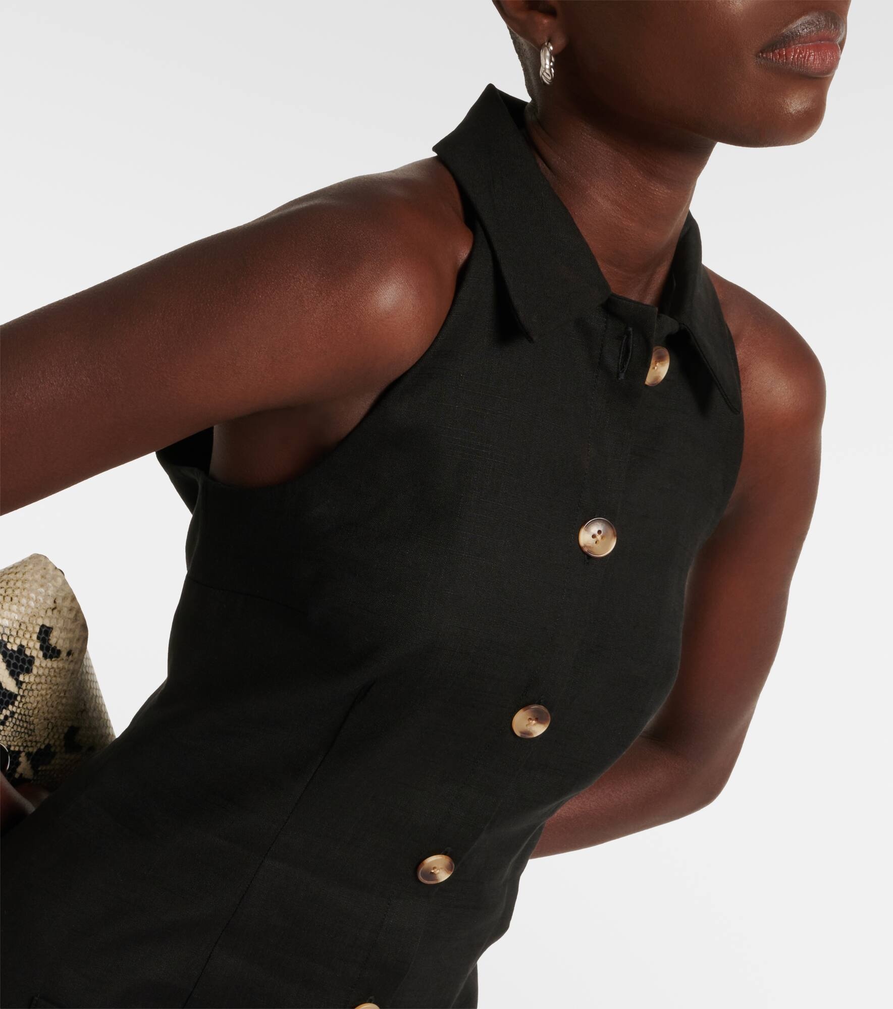 Roxanne linen-blend shirt dress - 4