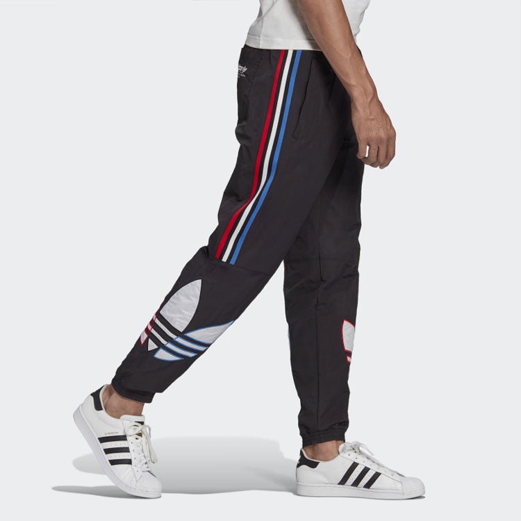 adidas originals Tricol Swtpant Contrasting Colors Stripe Logo Bundle Feet Sports Pants Black GN3577 - 5