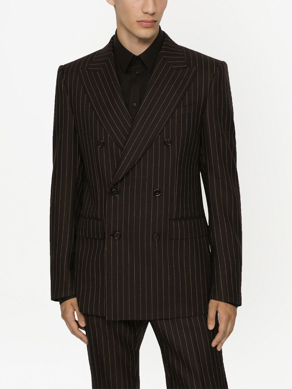 pinstripe double-breasted blazer - 5