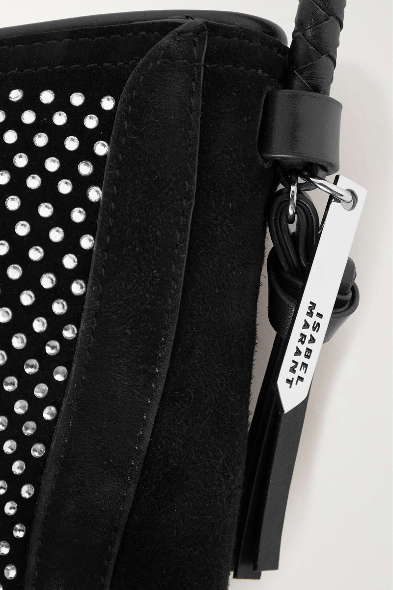 Crystal-embellished suede shoulder bag 4