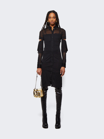 Burberry Cut-out Detail Sheer Jersey Shirt Dress Black outlook