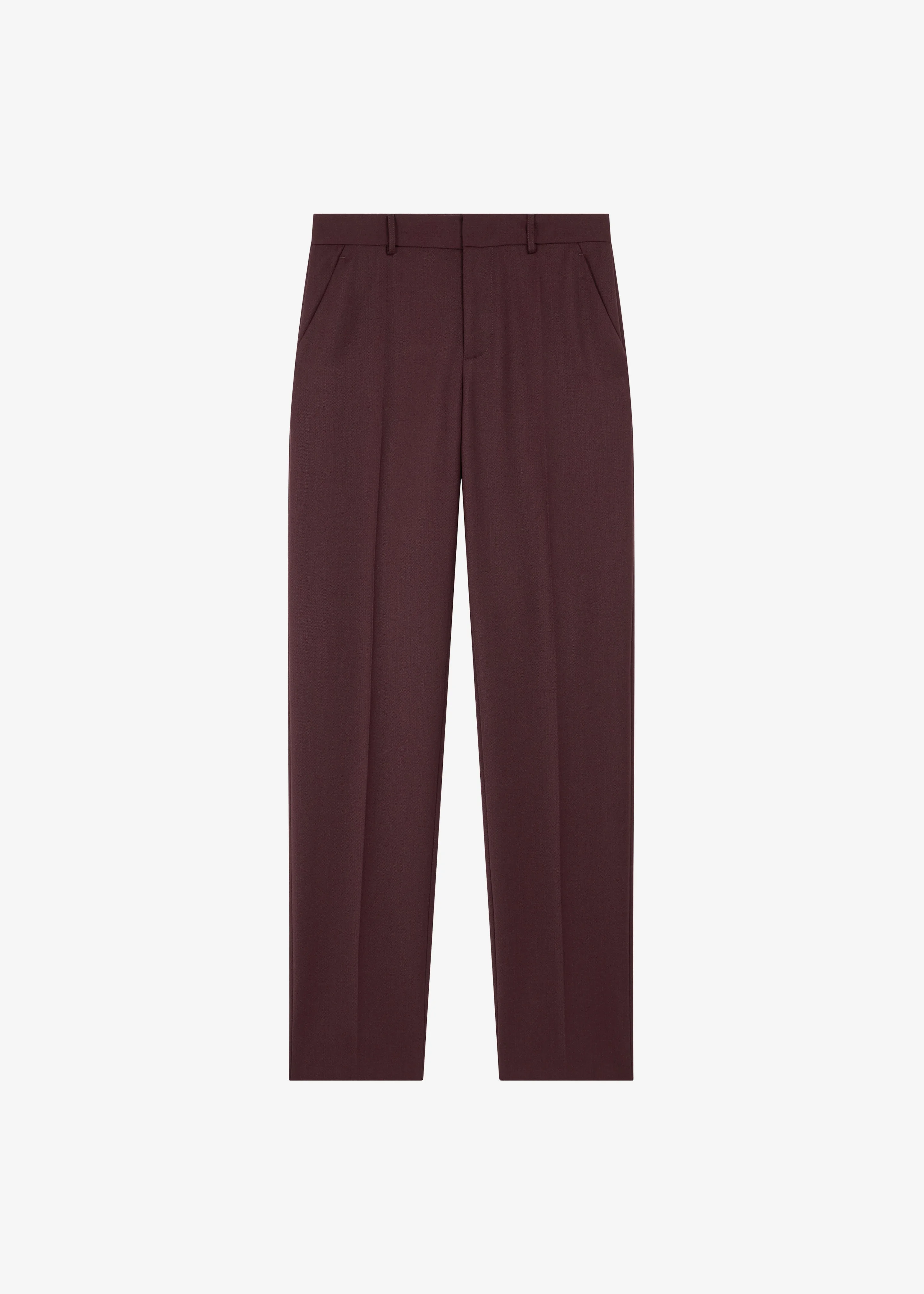Lenora Wool Straight Trousers - Burgundy - 1