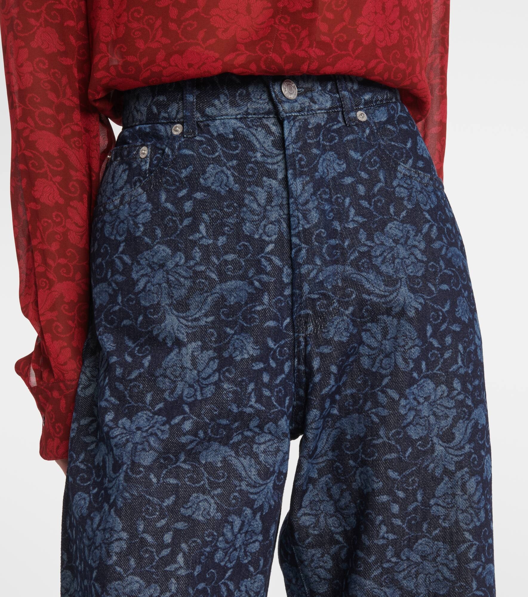 Floral printed wide-leg jeans - 4
