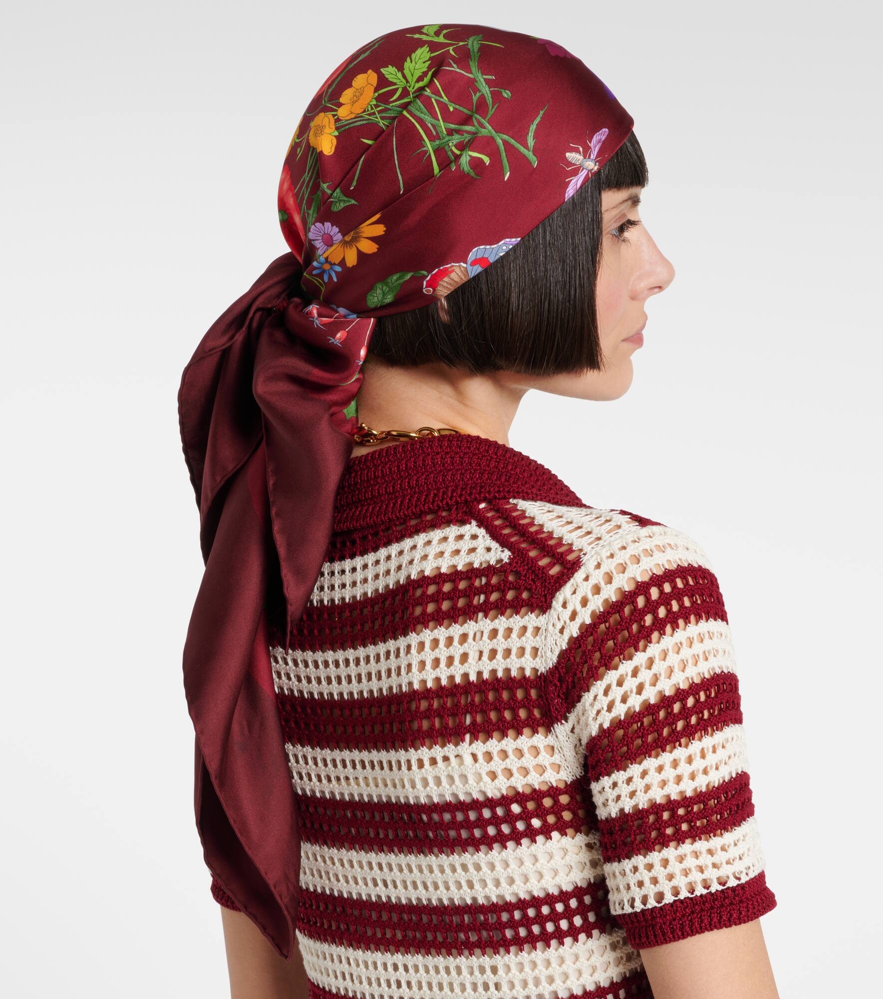 Floral silk twill scarf - 3