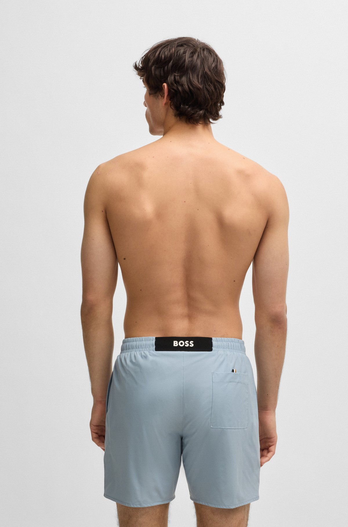 SWIM SHORTS WITH RUBBER LOGO BADGE - 4