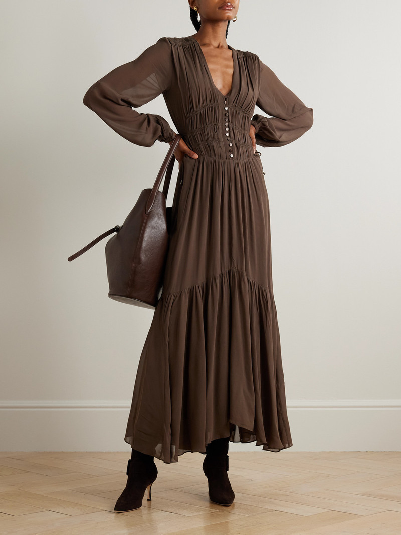 Isabel Marant Étoile Briane Gathered Georgette Maxi Dress outlook