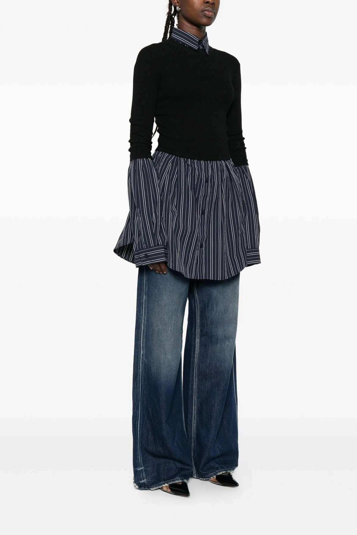 Trompe l'œil shirt sweater - 2