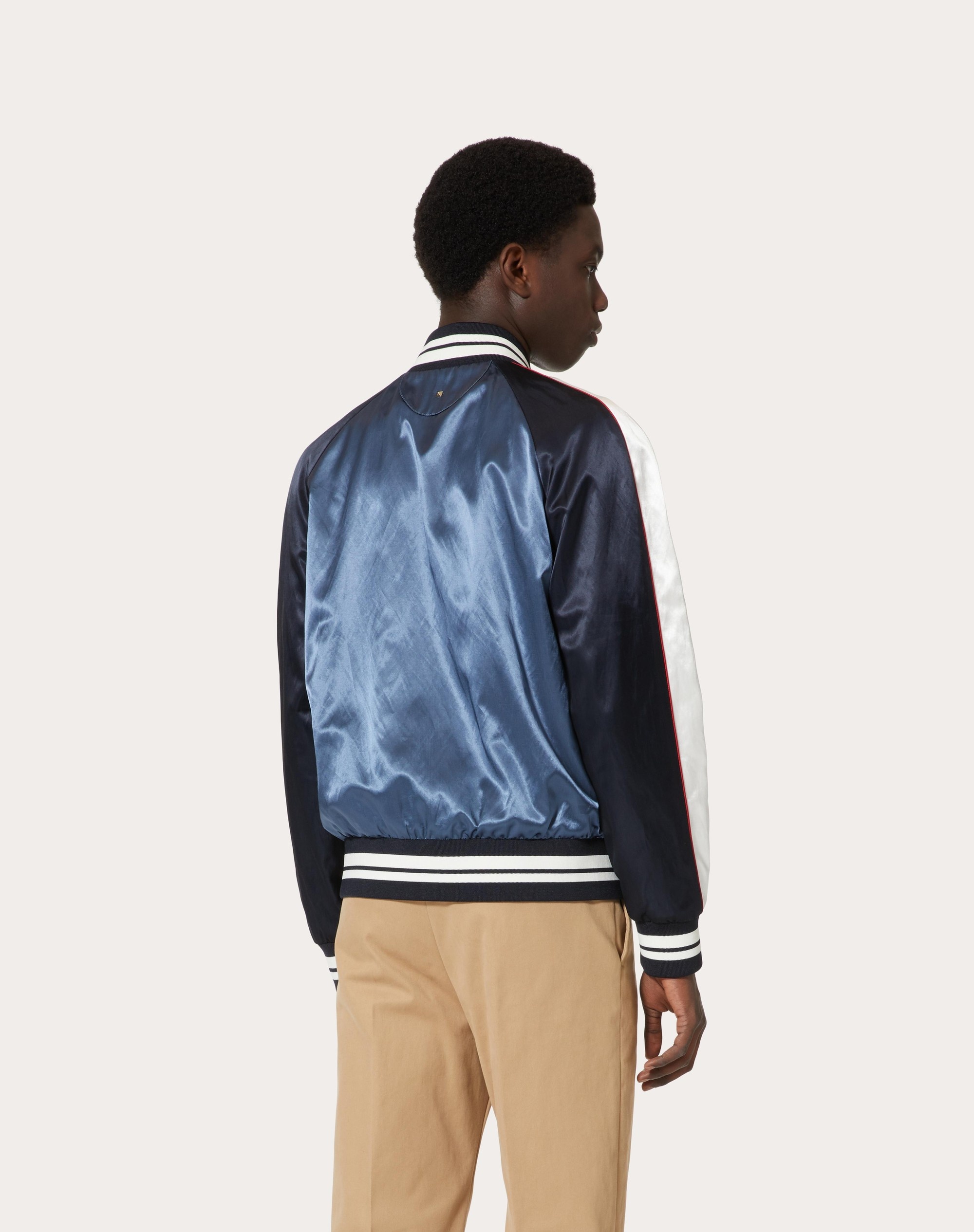 VISCOSE AND COTTON BOMBER JACKET WITH EMBROIDERED VALENTINO PATCH - 4