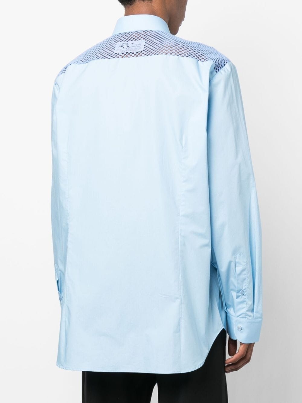 mesh-panel cotton shirt - 4