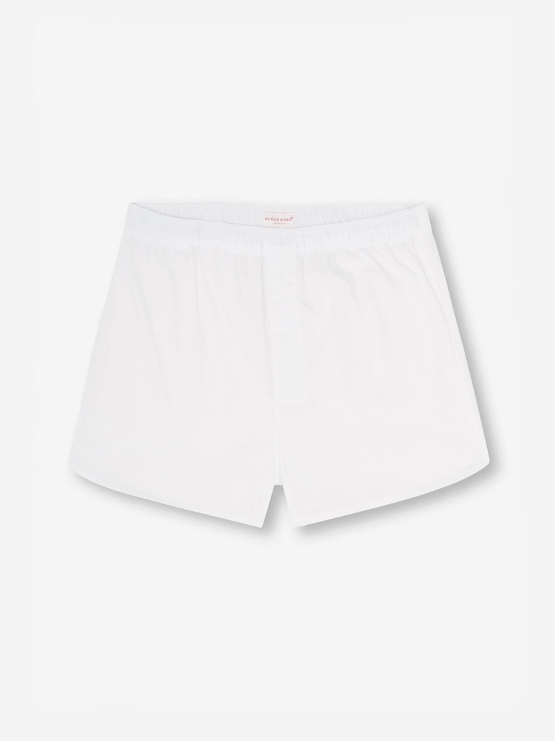 Derek Rose Men's Modern Fit Boxers Savoy Cotton White outlook