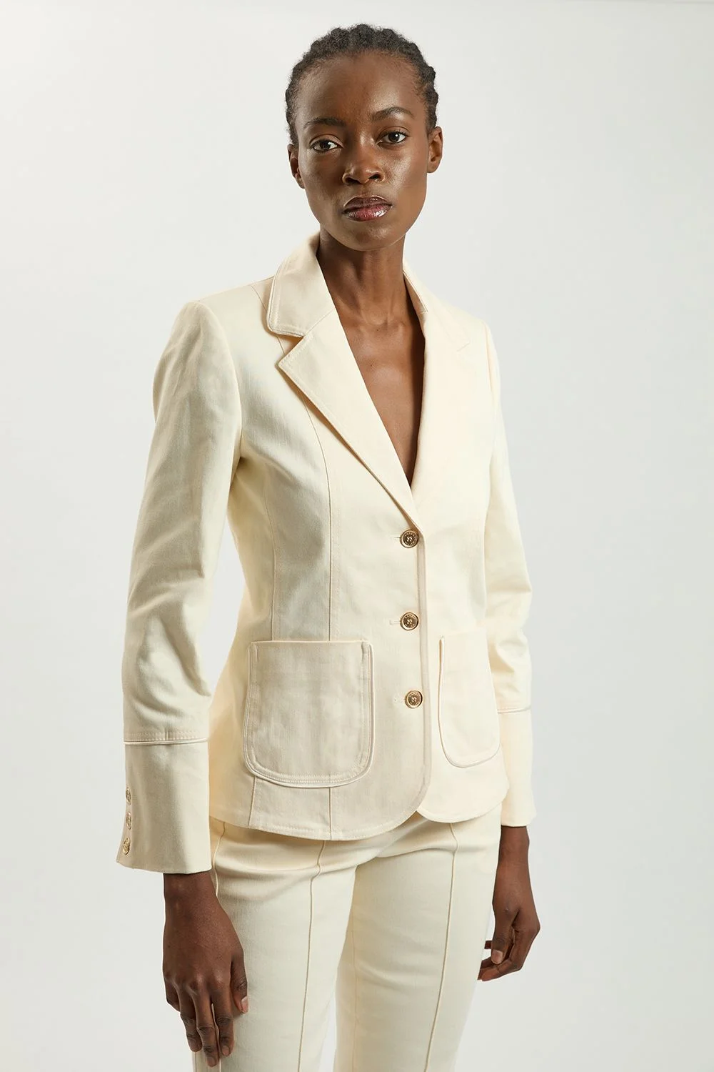 Binding Detail Tailored Single Breasted Blazer - 1