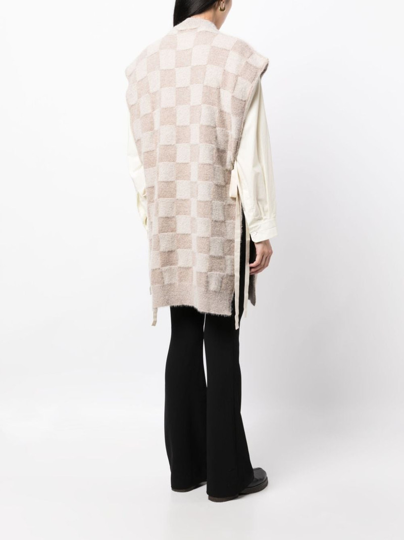 checkerboard-pattern knitted vest 4