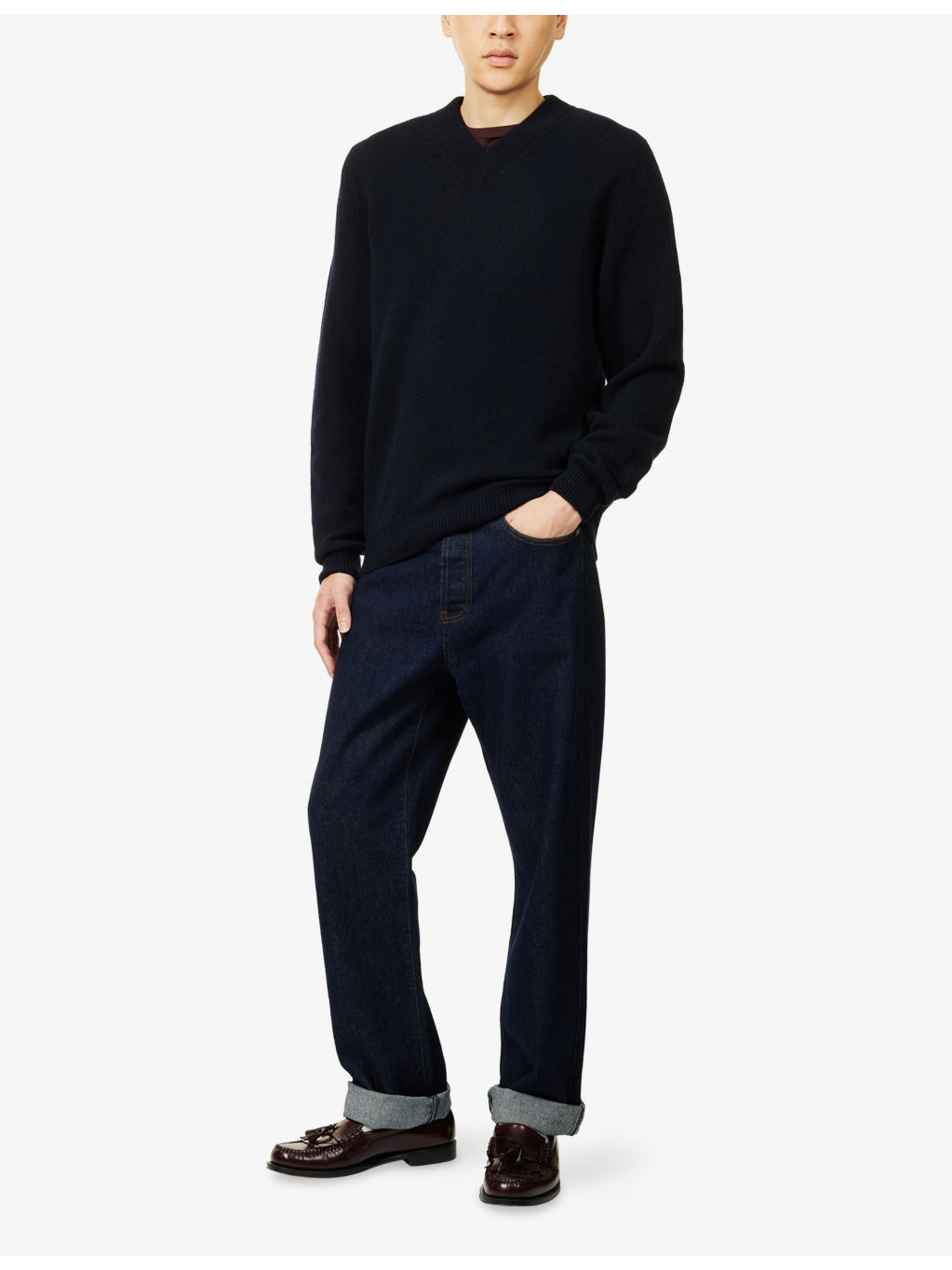 V-Neck Wool Knitted Jumper - 2