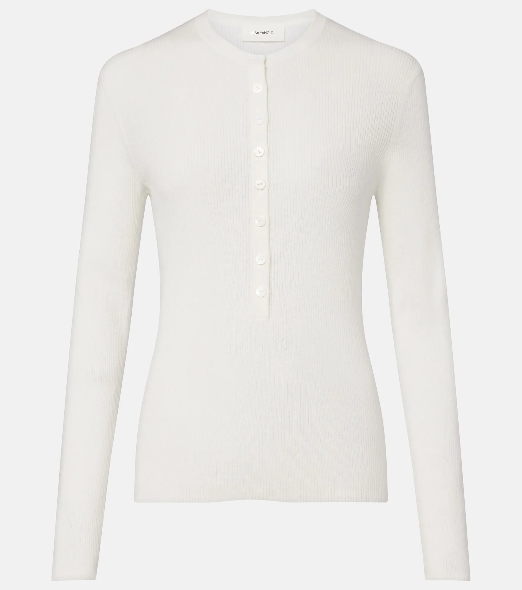 Airi ribbed-knit cotton and cashmere Henley shirt - 1