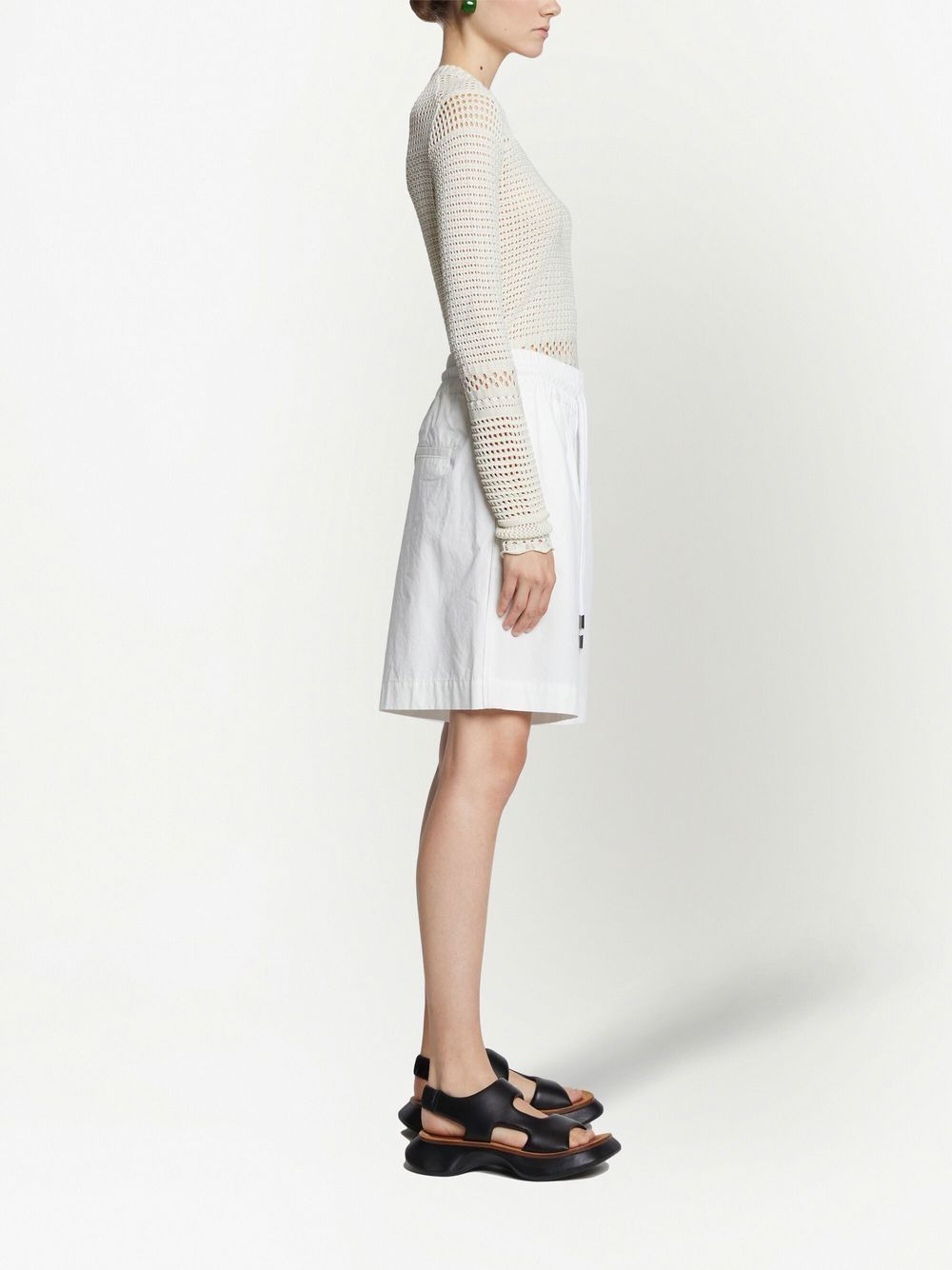 pointelle-knit long-sleeved top - 3