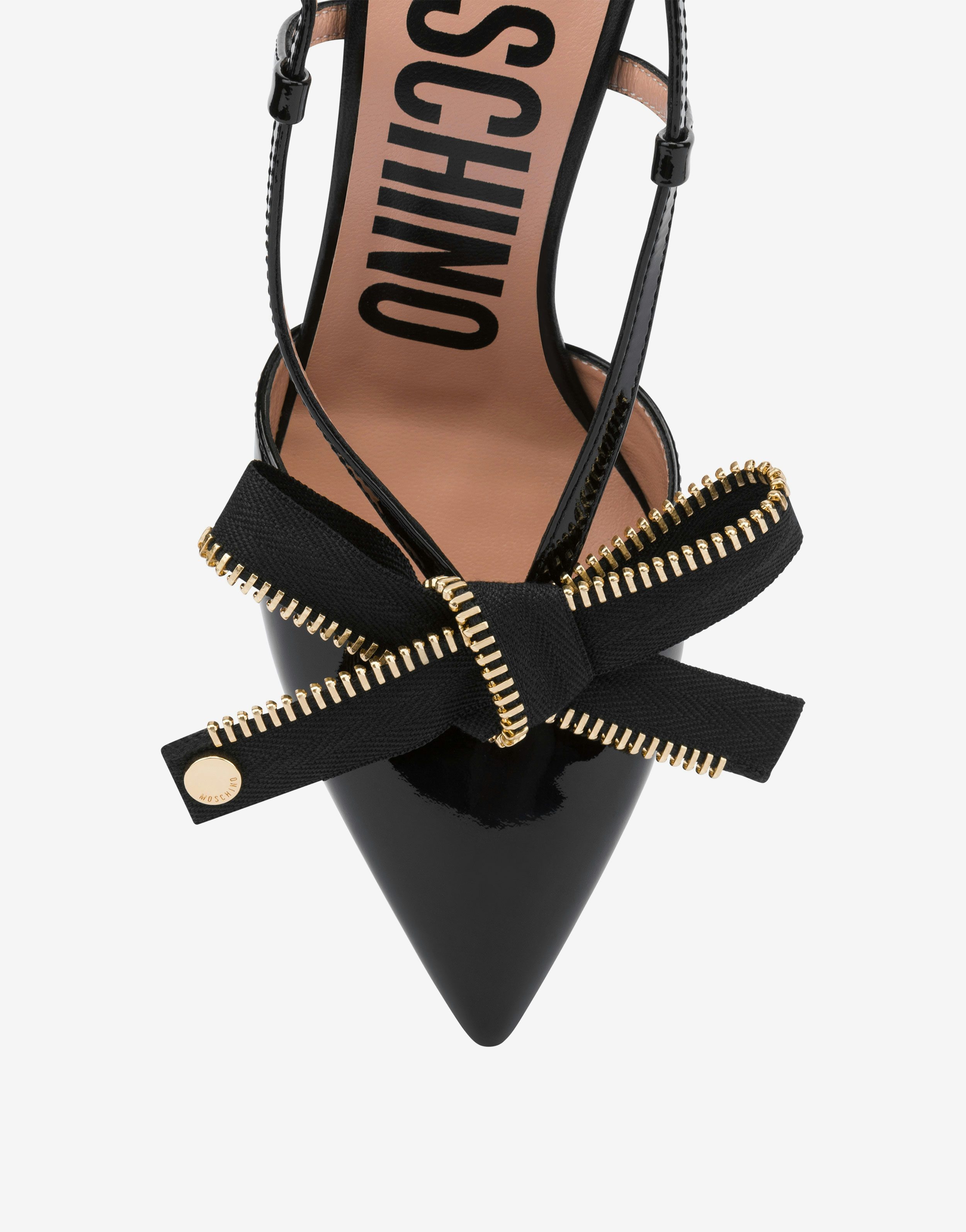 BOW ZIP PATENT LEATHER SLINGBACKS - 4