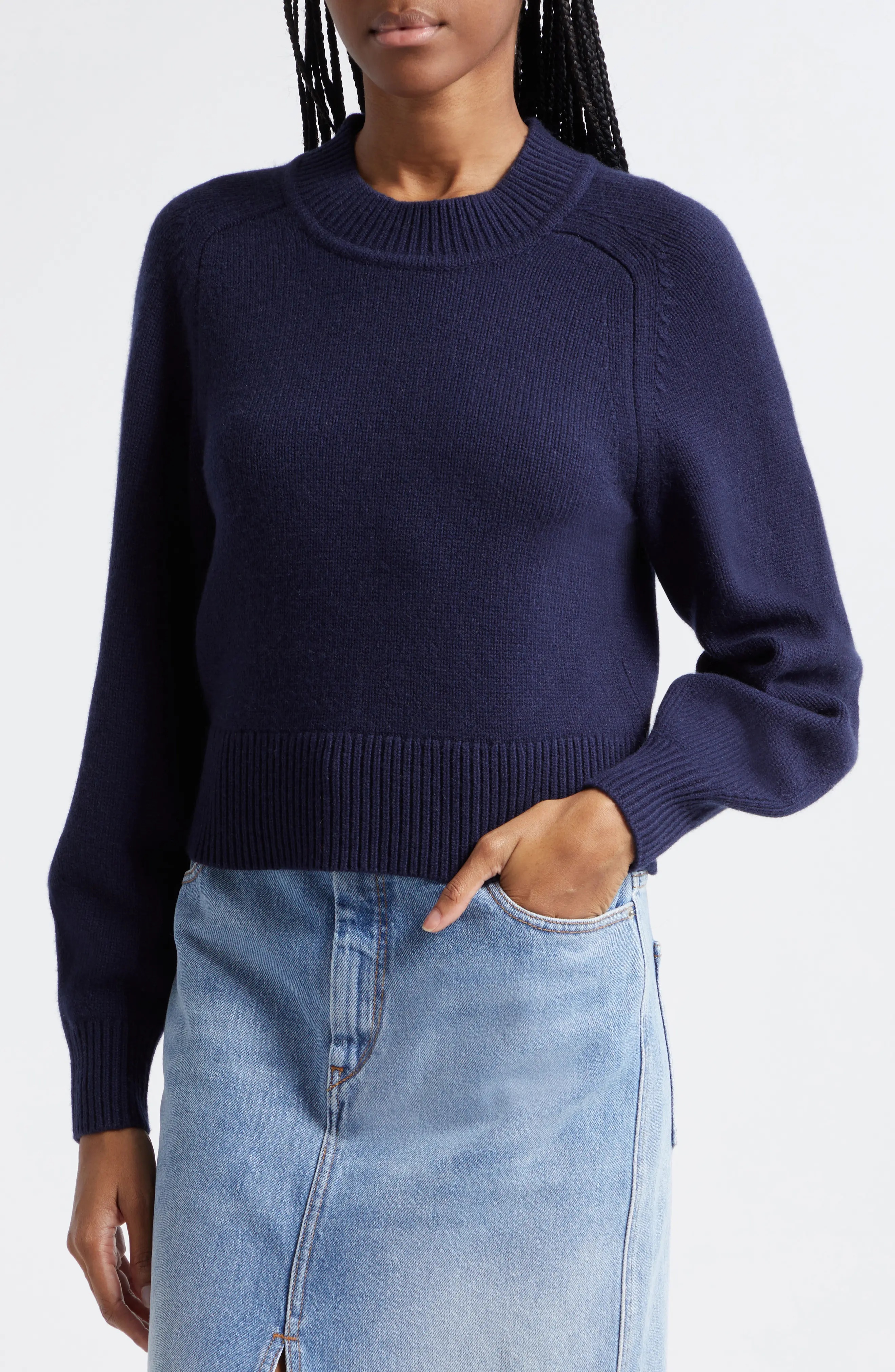 Leandra Merino Wool & Cashmere Crewneck Sweater - 4