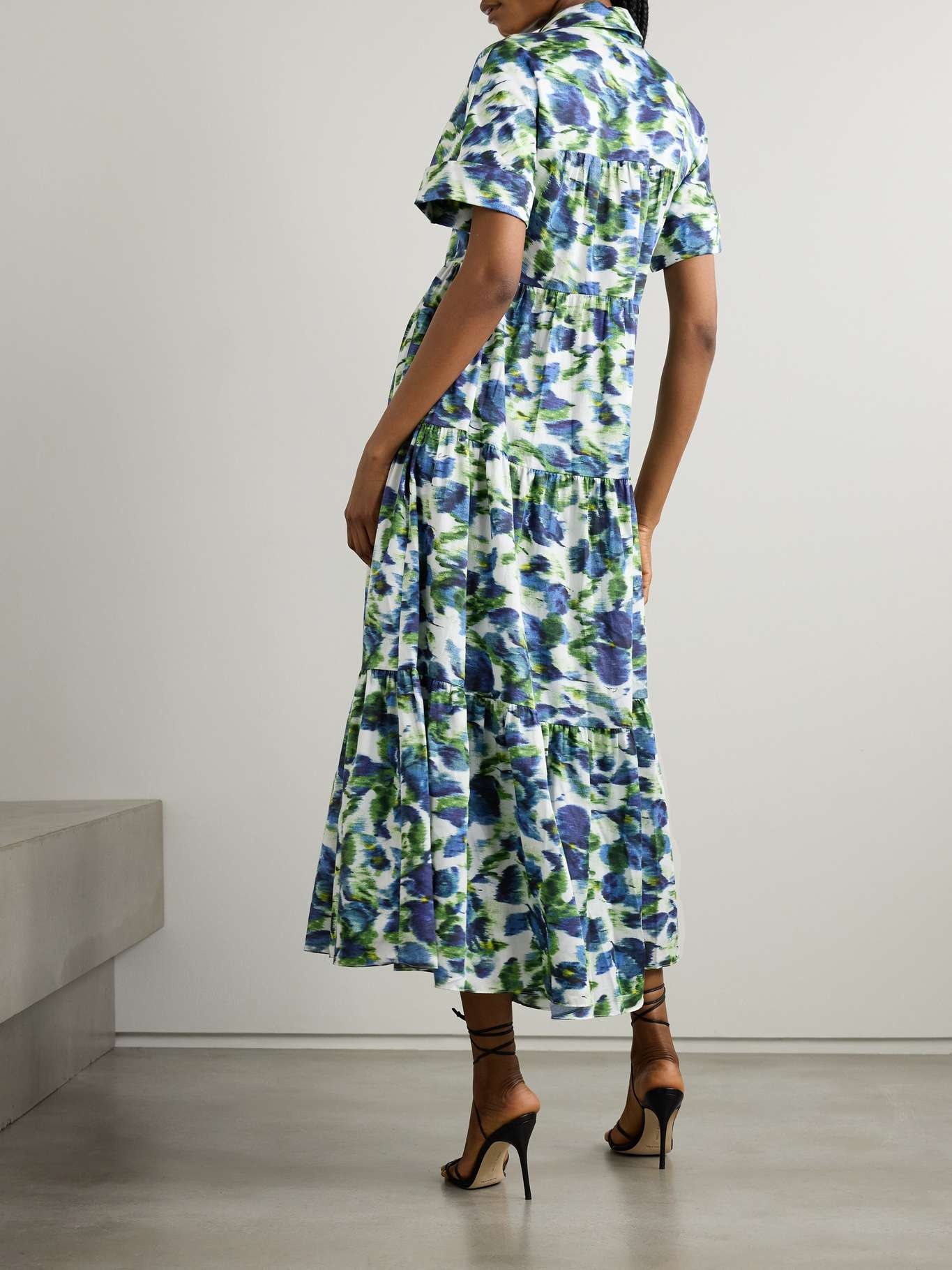 Tiered printed cotton midi dress - 3