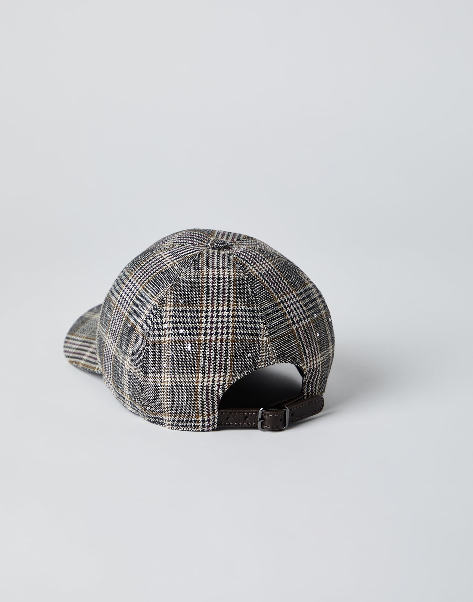 Dazzling virgin wool and cotton Prince of Wales baseball cap with shiny band - 2