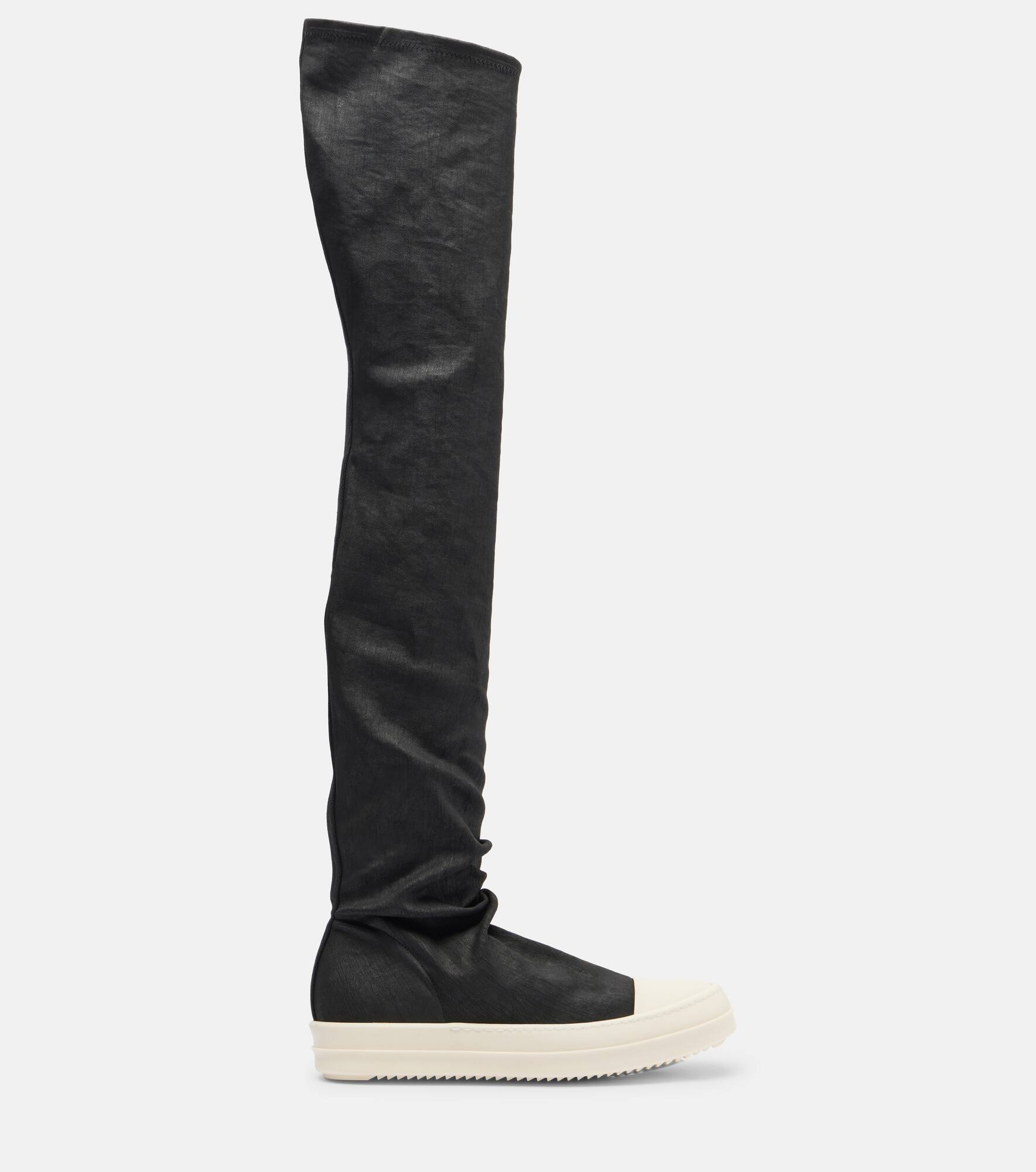 Coated denim over-the-knee boots - 4