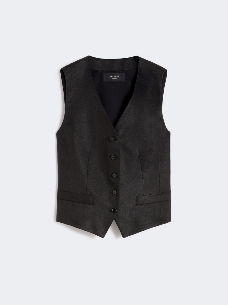 PACE Linen canvas waistcoat - BLACK 1