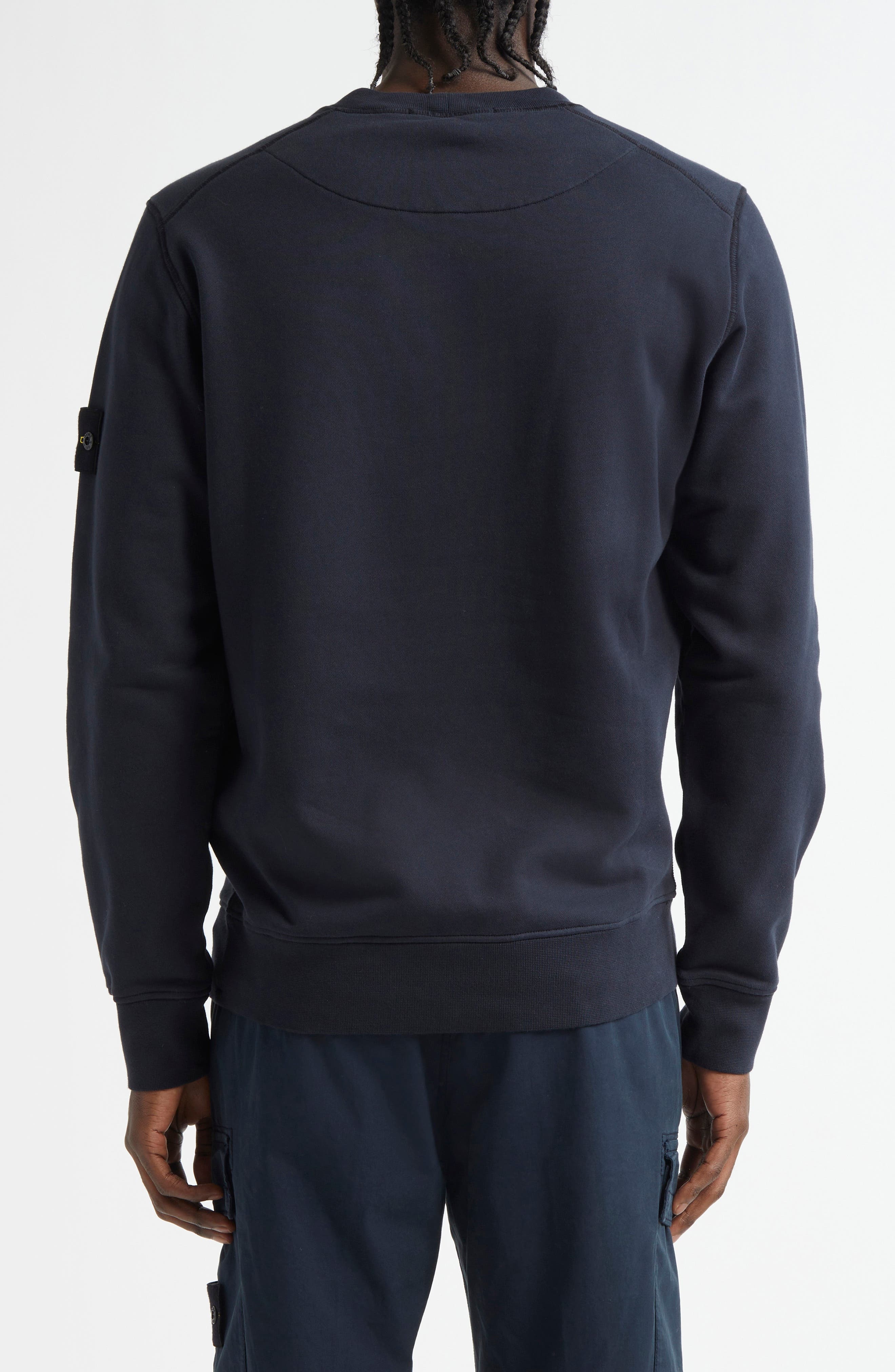 Stone Island Compass Logo Patch Fleece Sweatshirt in Navy Blue at Nordstrom - 2
