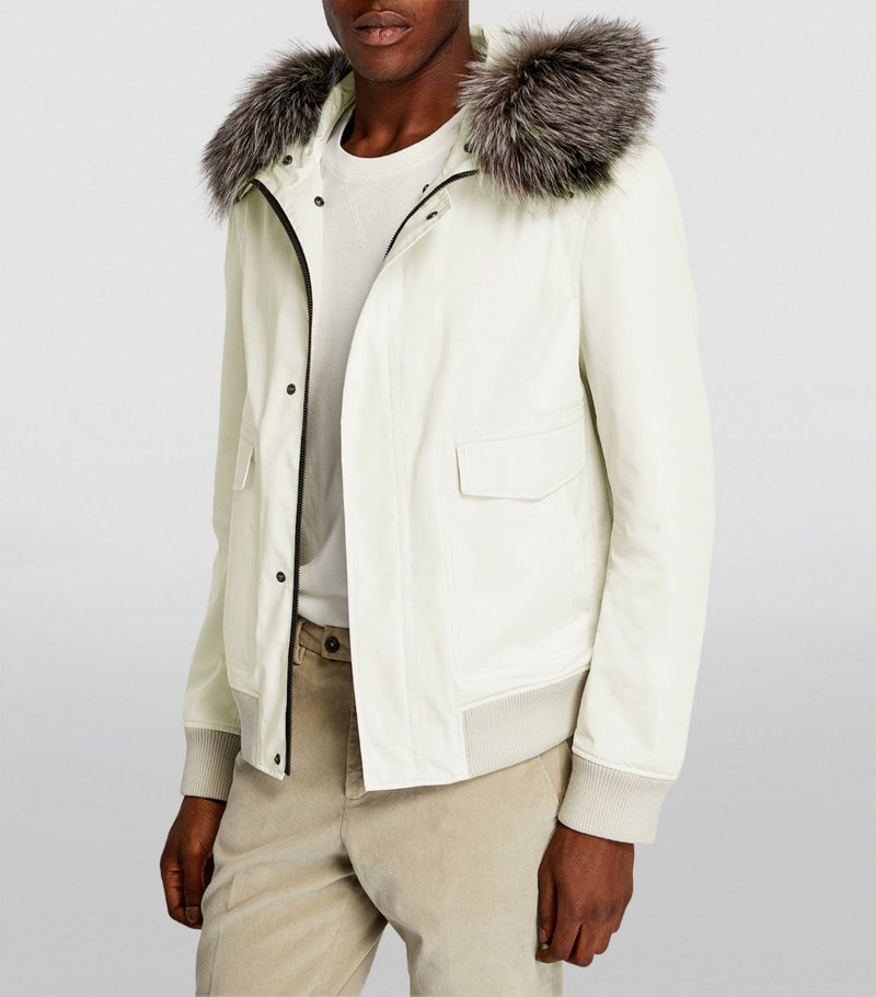 Fur-Lined Hooded Bomber Jacket 6