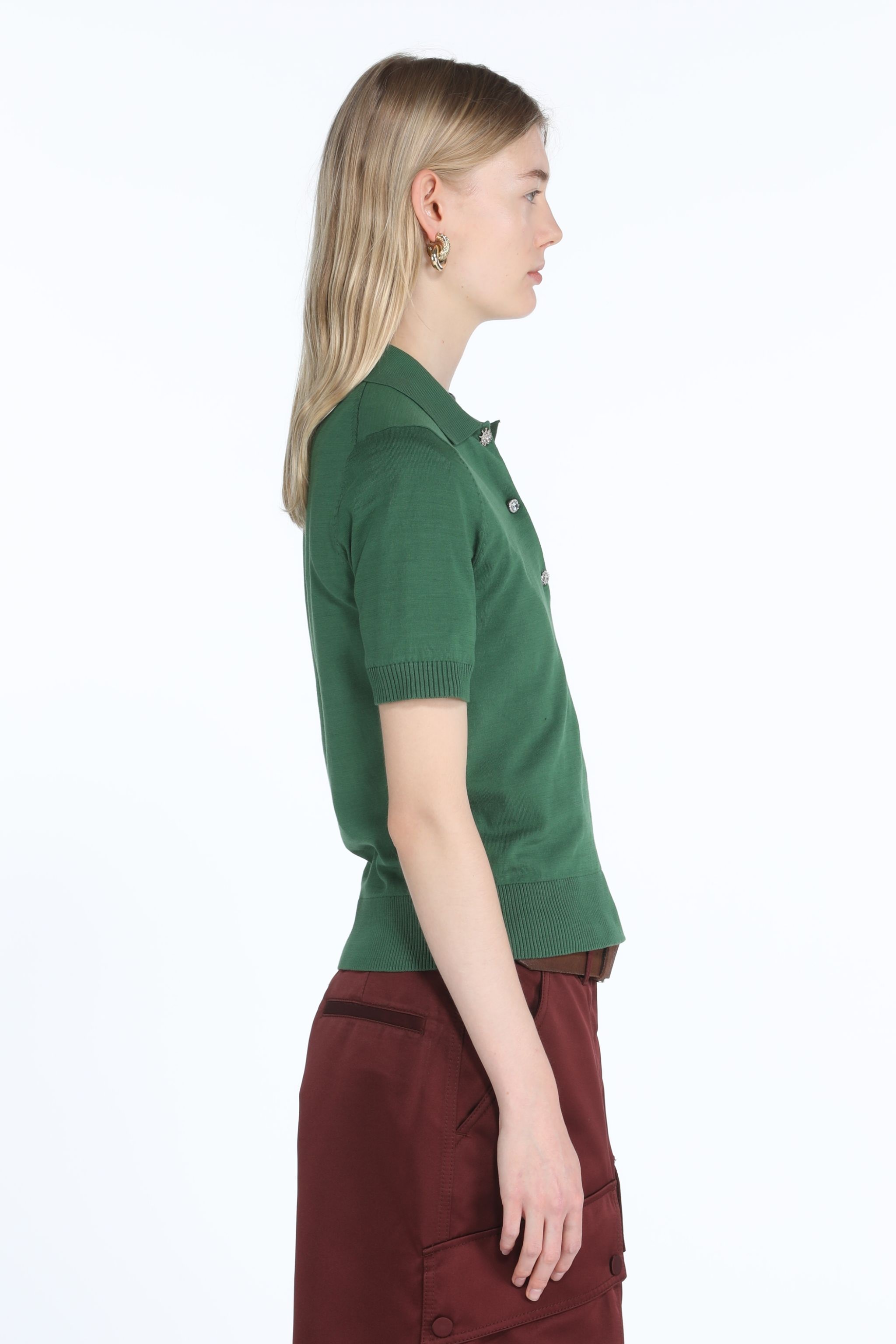 CRYSTAL-EMBELLISHED POLO SWEATER - 3