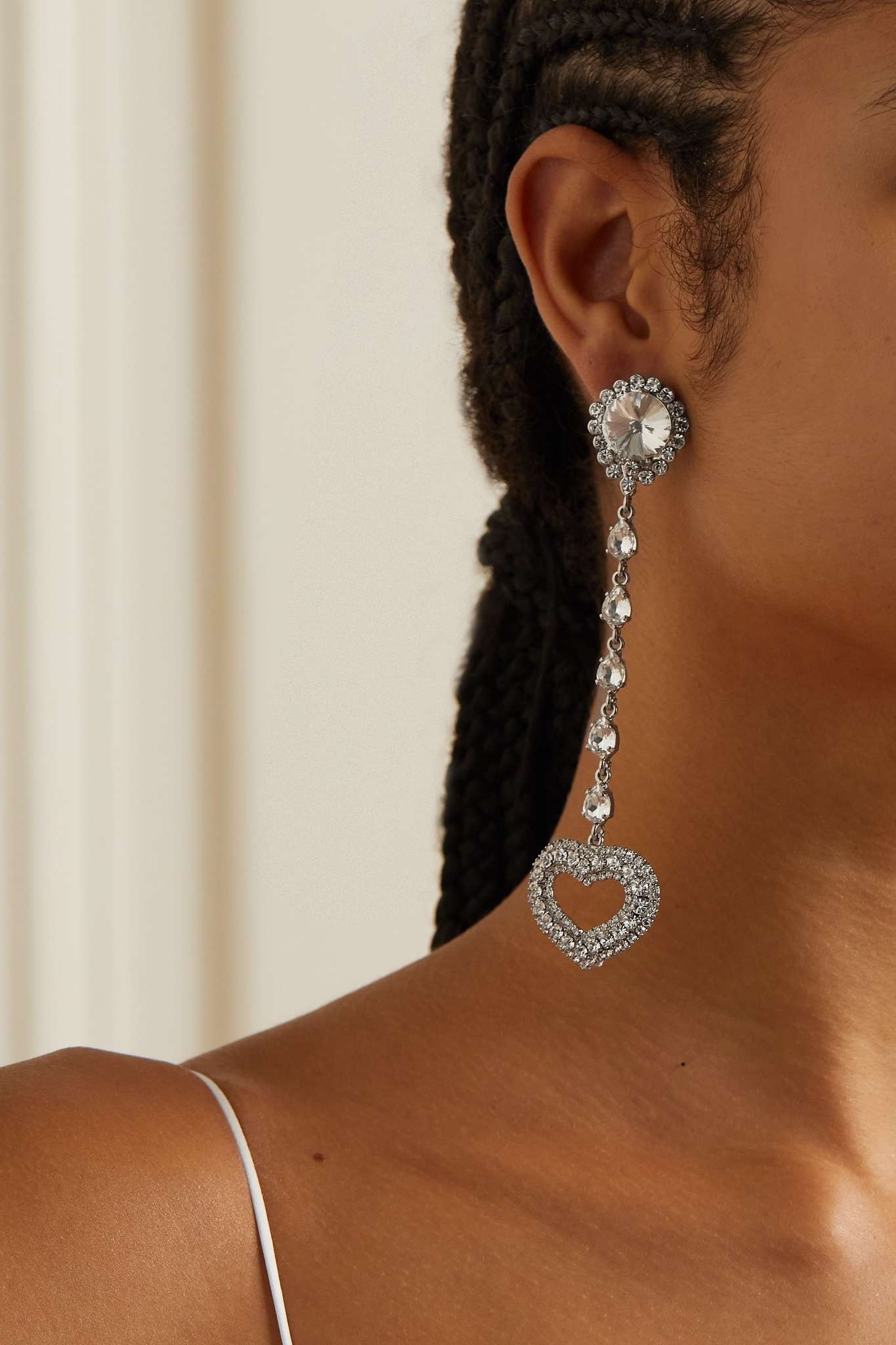Silver-tone crystal clip earrings - 2