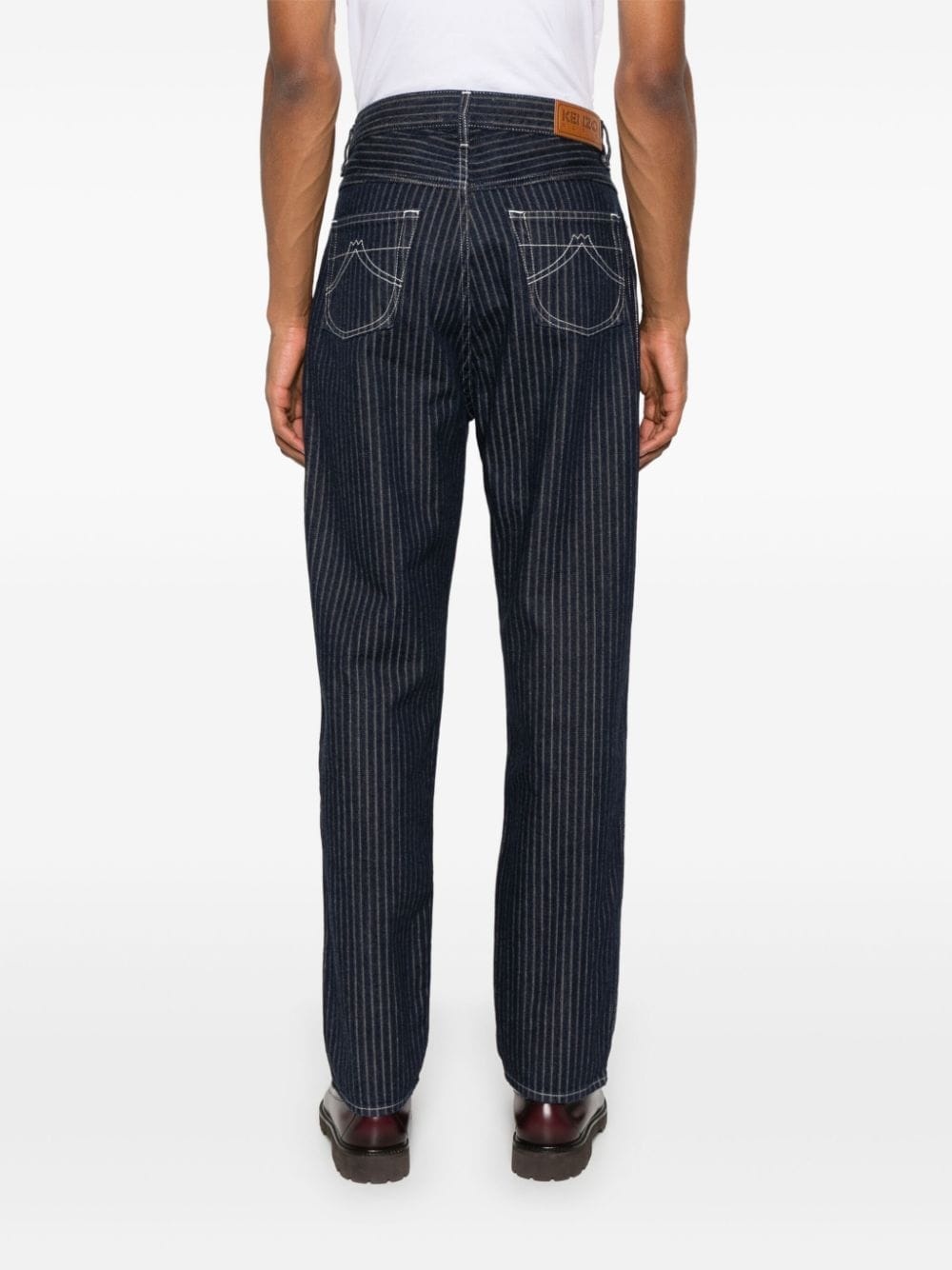 tapered-leg pinstriped jeans - 4