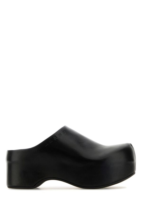 Black nappa leather mules - 1