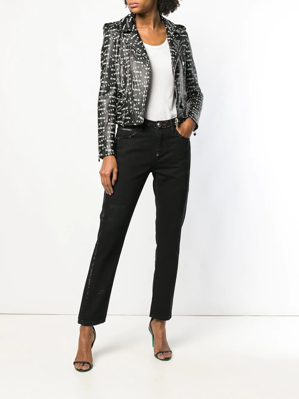 crystal embellished straight-leg jeans - 2
