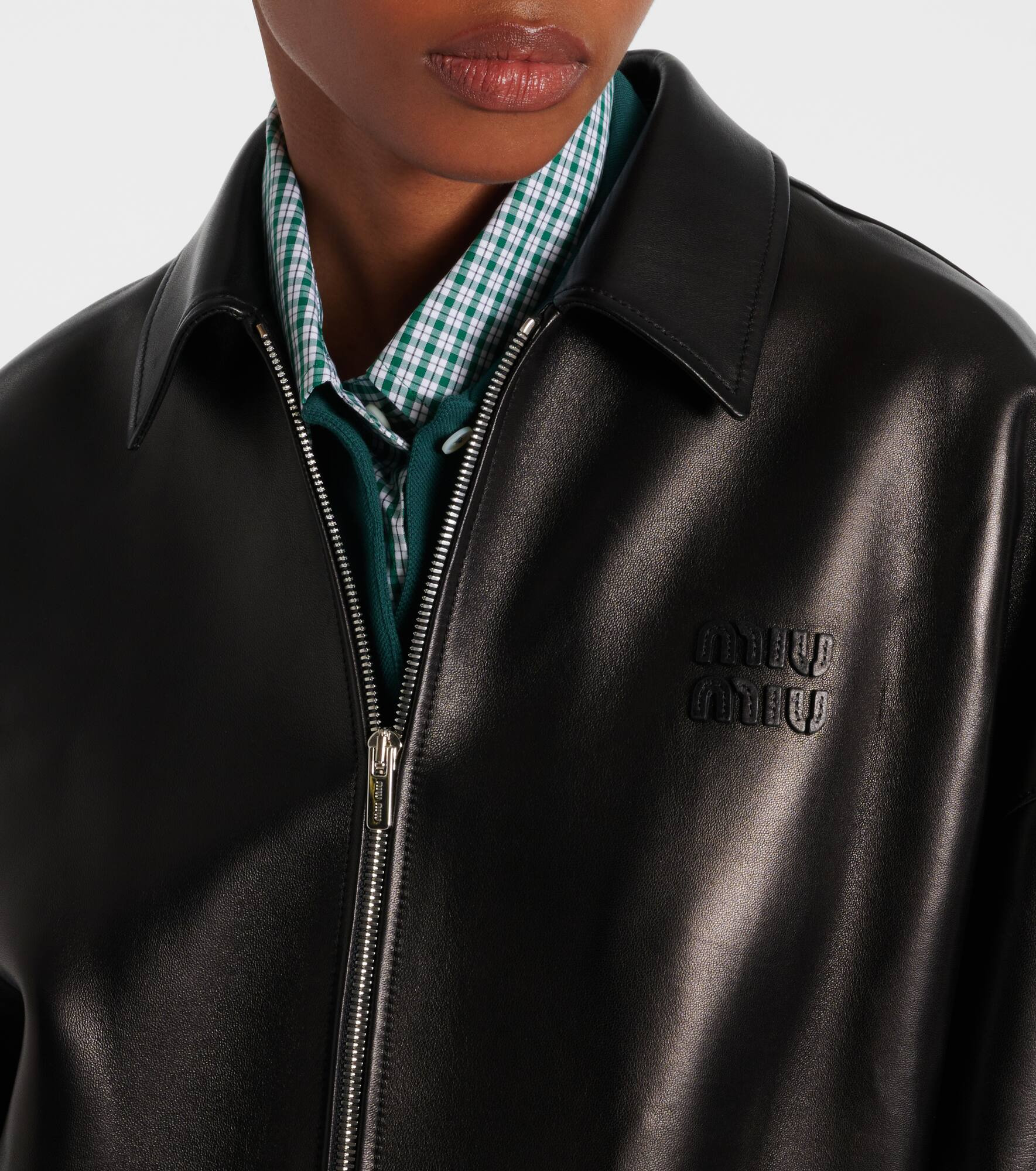 Logo leather jacket - 4