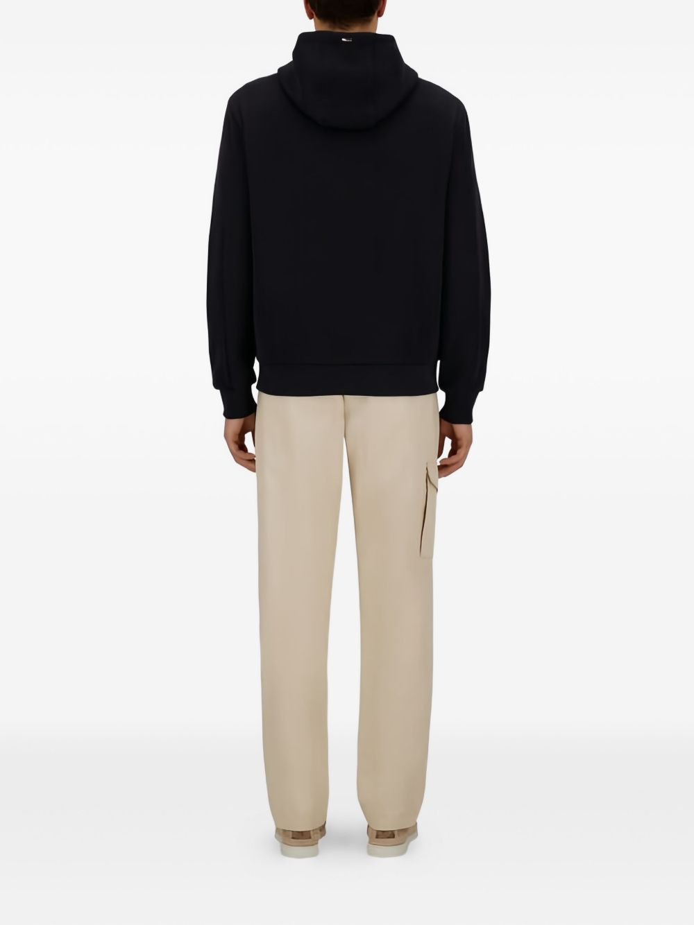 ribbed panelled zip-front hoodie - 3