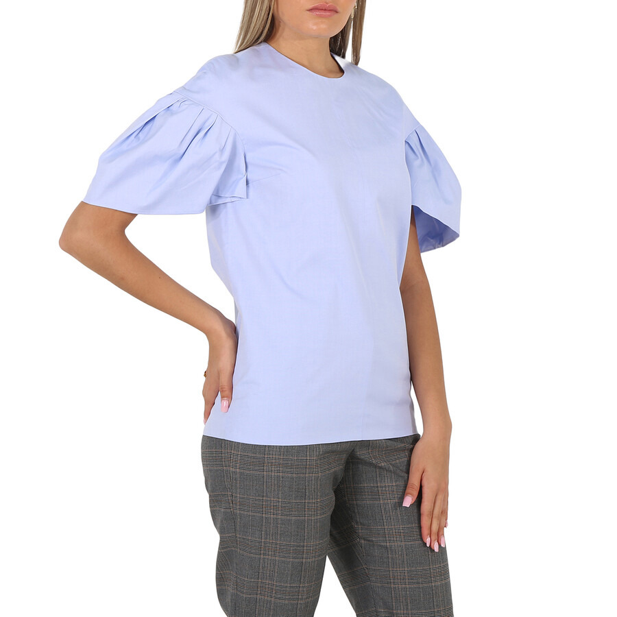 Victoria Beckham Ladies Knit Tops Light Blue Tuck Sleeve Top, Brand - 4
