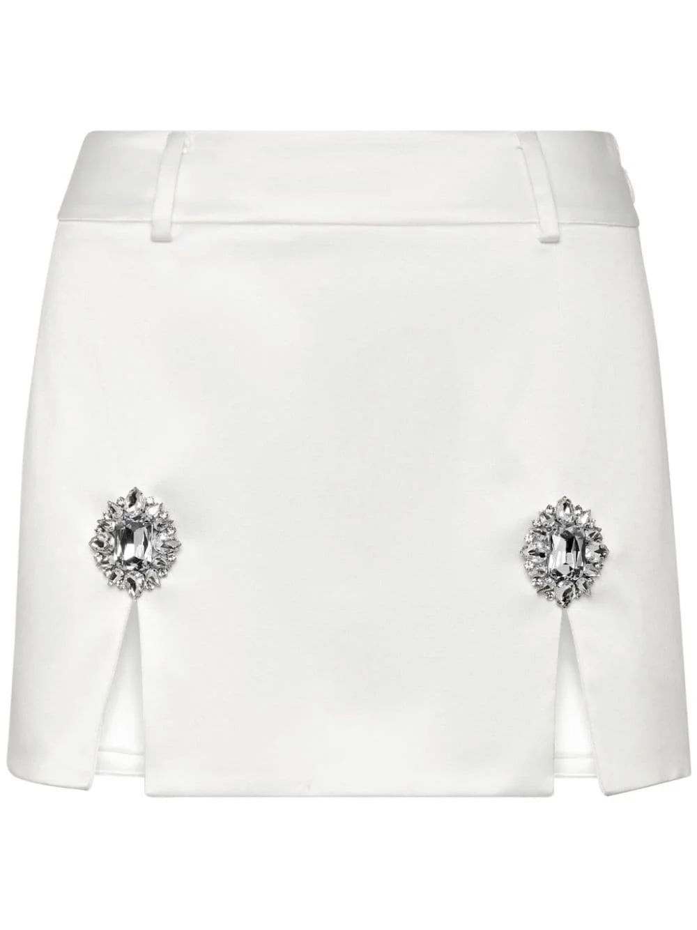 gem-embellished satin mini skirt - 1