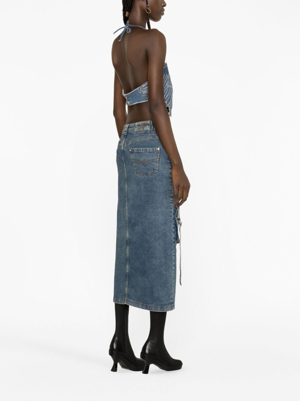 denim cargo skirt - 3