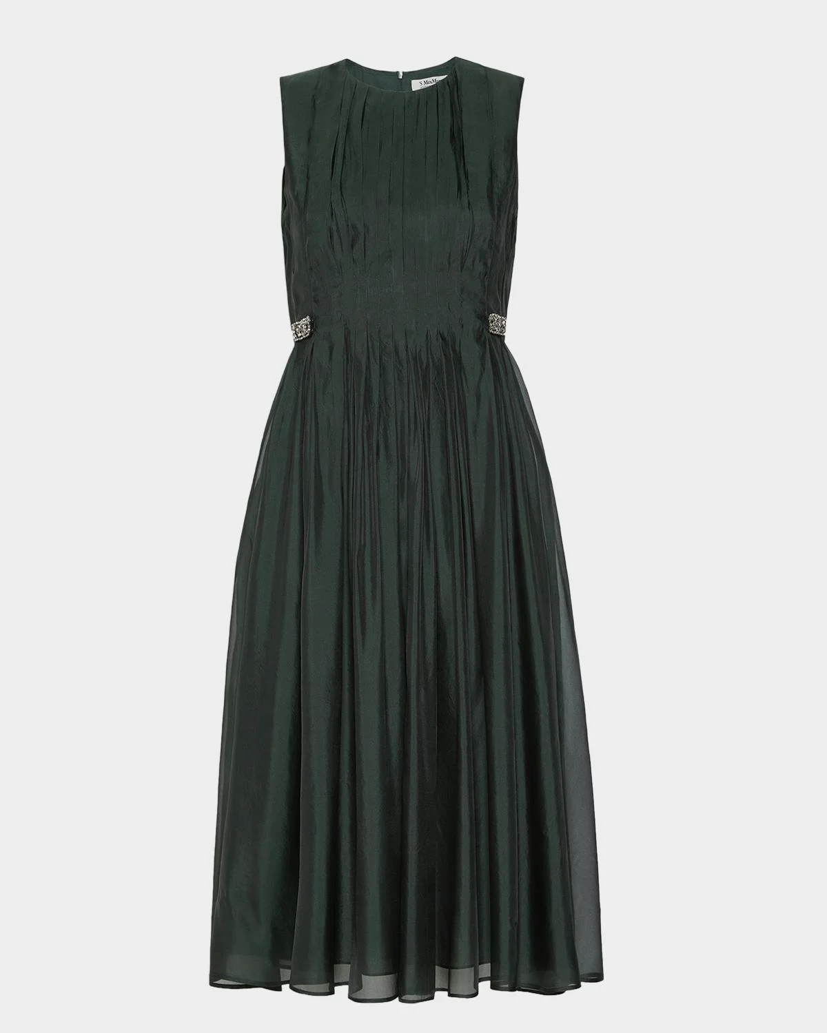 Sleeveless Pleated Organza Midi Dress - 1