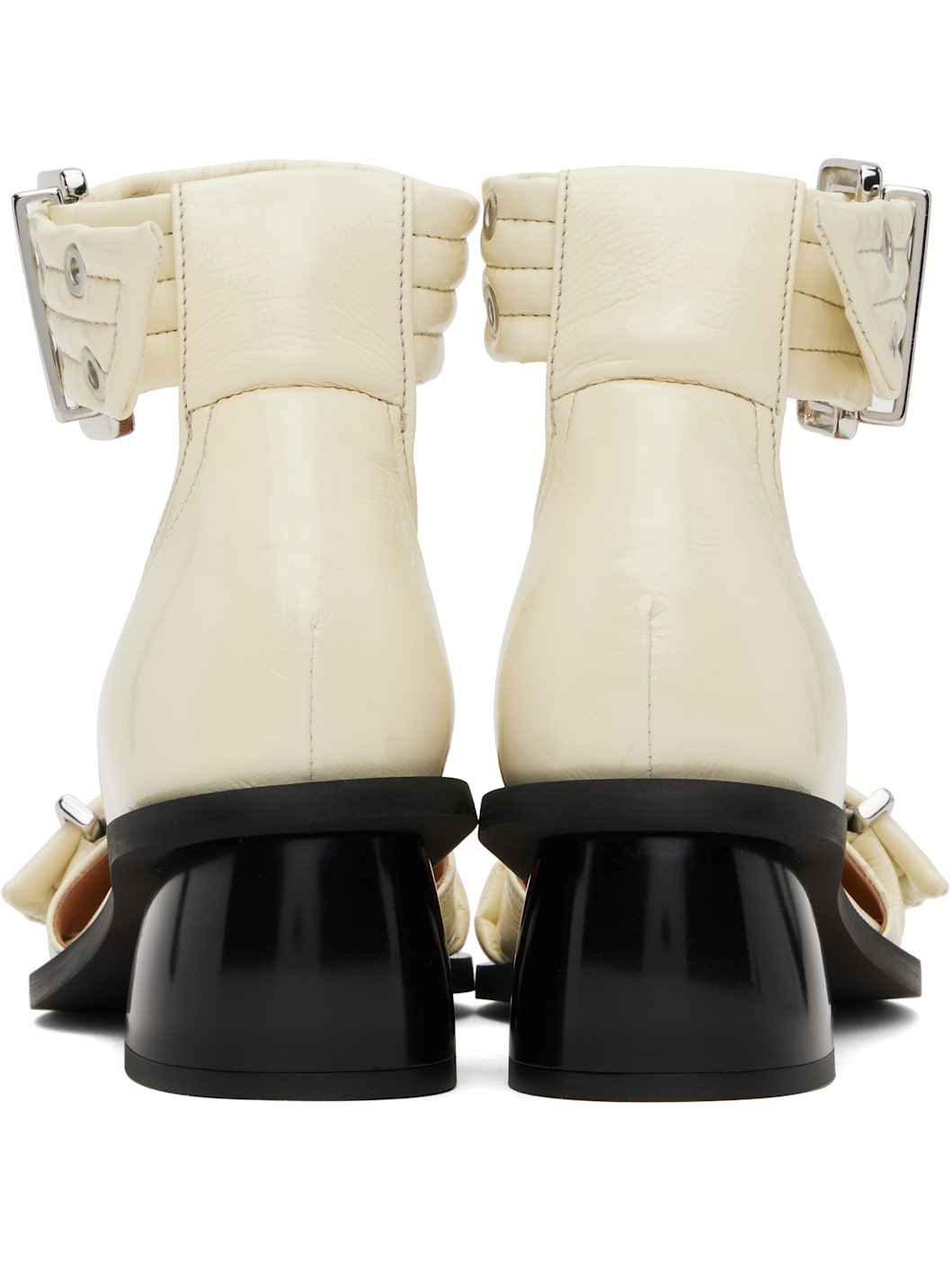 Off-White Feminine Buckle Open Cut Heels - 2
