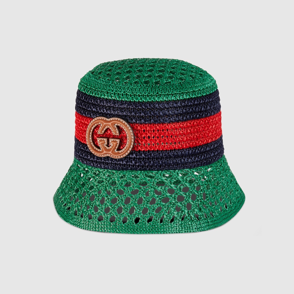 Raffia-effect viscose bucket hat - 1