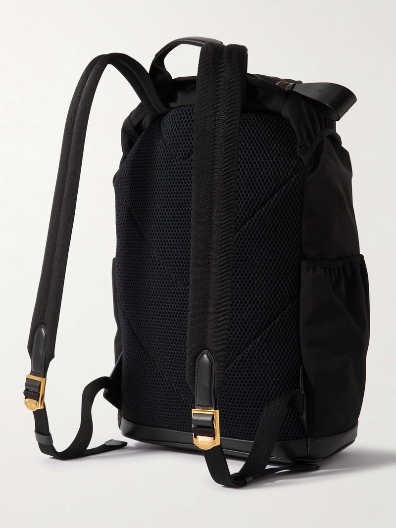Leather-Trimmed Logo-Appliquèd Nylon Backpack 4